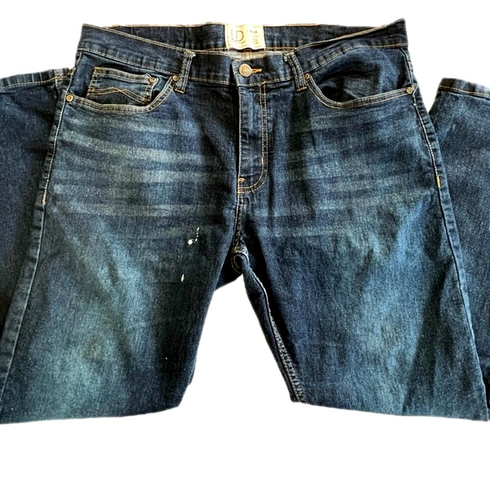 Mens Luke and Dutch jeans, dark wash 5 pocket design mid rise with stretch 36/30